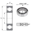 thumbnail image 4 of Unique Bargains Roulements à Billes Rainures Profondes 6005 P0 25x47x12mm Roulements Lubrifiés Type Ouvert Ton Argenté Roue de Trottinette Planche à Roulettes, 4 of 6