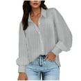 thumbnail image 1 of Soki Chemises Boutonnées pour Femmes Manches Longues Lanterne Blouses de Travail Col Rabattu, 1 of 7