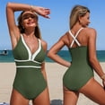 thumbnail image 4 of Ltctricy Women's One Piece Swimsuits Adjustable Strap Deep V Neck Color Block Backless Swimwear Slimming Bathing Suits, 4 of 5