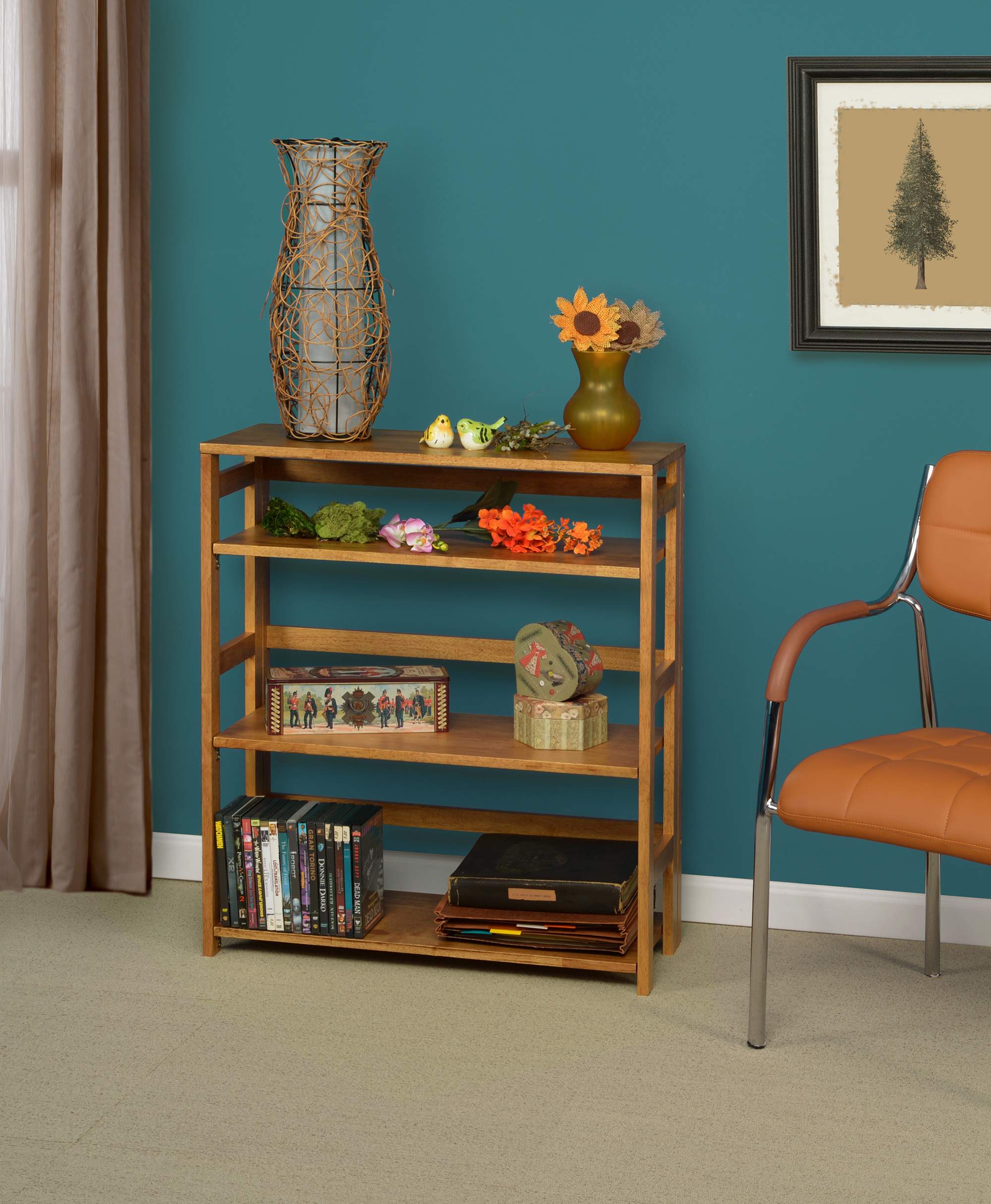 Flip Flop 3Shelf Folding Bookcase, Multiple Finishes