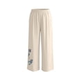 thumbnail image 4 of Fashion Lounge Pants Women Petite Plus Size Mid Waist Summer Solid Color Embroidered Loose Casual Pants, 4 of 6