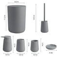 thumbnail image 3 of CERBIOR Bathroom Accessory Set 6 Piece Bathroom Set Set Soap Dispenser Toothbrush Holder Cup Soap Dish Toilet Cleaning Brush Push Down Trash Can, Grey, 3 of 6