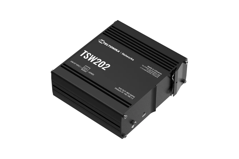 Teltonika TSW202 Managed PoE+ Switch, 8 x Gigabit Ethernet, 2 x SFP, Profinet Certified, Integrated DIN Rail Bracket