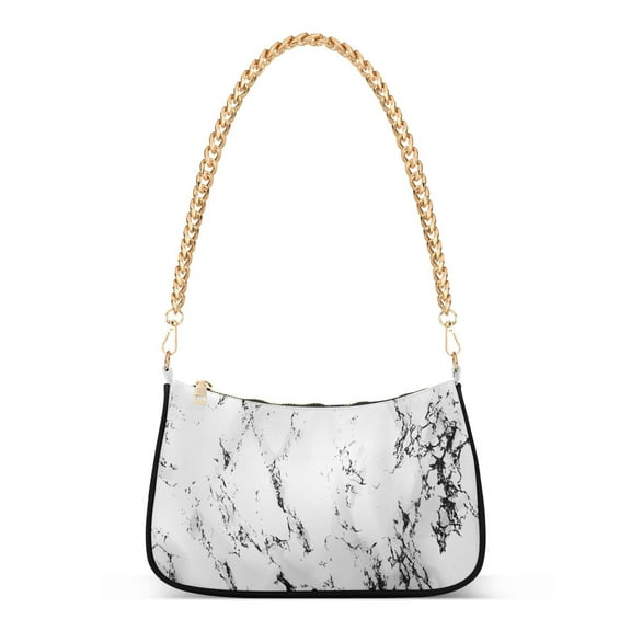 White Marble Womens Chain Shoulder Bag Tote Handbag Clutch Hobo Purse with Zipper for Travel Casual