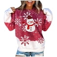 thumbnail image 2 of PVCS Femmes Col Rond Noël Manches Longues Hauts Blouse Chandail Molletonné, 2 of 5