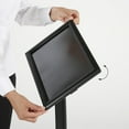 thumbnail image 3 of M&T Displays Simplistic Curved Menu Board 11x17 inch Black Pedestal Sign Holder Floor Standing Aluminum Front Loading Easy Open Poster Advertisement Sign Holder for Restaurant Cafe Hotel, 3 of 8