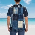 thumbnail image 5 of Cauagu Indigo Patchwork Quilt Print Hawaiian Shirt for Men,Casual Short Sleeve Button Down Shirts Summer Beach Men's Regular-Fit Short-Sleeve Print Shirt -Large, 5 of 6