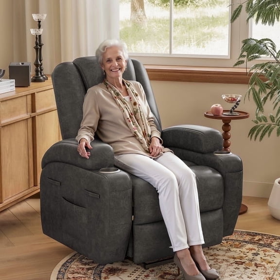 Homall Power Lift Recliner Chair Massage Designed Leathaire Fabric Single Sofa Specifically for Nursing,Black