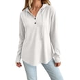 thumbnail image 4 of Tqcoqu Women's Waffle Knit Henley Button Hoodie,Drawstring V Neck Drop Shoulder Long Sleeve Casual Pullover Tops,White Women's S-XXL, 4 of 7