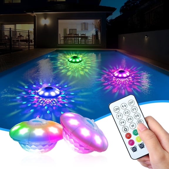 Rechargeable Floating Pool Lights, Pool Lights with 6 Dynamic Lighting Modes, IP68 Waterproof RGB Top and Bottom Color Changing Pool Light, LED Pool Light for Swimming Pool, Hot Tub, Party