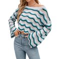 thumbnail image 3 of Coduop Women Long Sleeve Sweaters Crew Neck Hollowed Wave Pattern Knitted Pullover Jumper Tops, 3 of 7