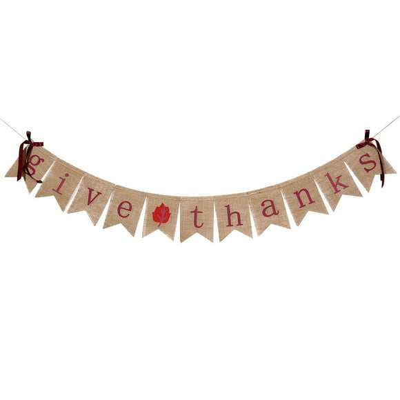 MasteelfCA TINKSKY 2.5M Thanksgiving Burlap Banner Home Decoration Party Linen Bunting (Give Thanks)