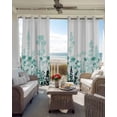 thumbnail image 4 of Aqua Flowers Blackout Curtains, Light Blocking Print Window Curtains, Spring Ombre Botanical Floral Herbs Plants Thermal Insulated Window Drapes for Living Room Kitchen Cafe 2 Panels, 84"W x 63"L, 4 of 9