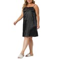 thumbnail image 4 of Unique Bargains Women's Plus Size Spaghetti Strap Adjustable Lace Nightdress Nightgowns 1X Black, 4 of 6