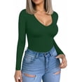 thumbnail image 2 of Women's V Neck Short Sleeve Long Sleeve Slim Fit T Shirt Tunic Tops Tee, 2 of 3