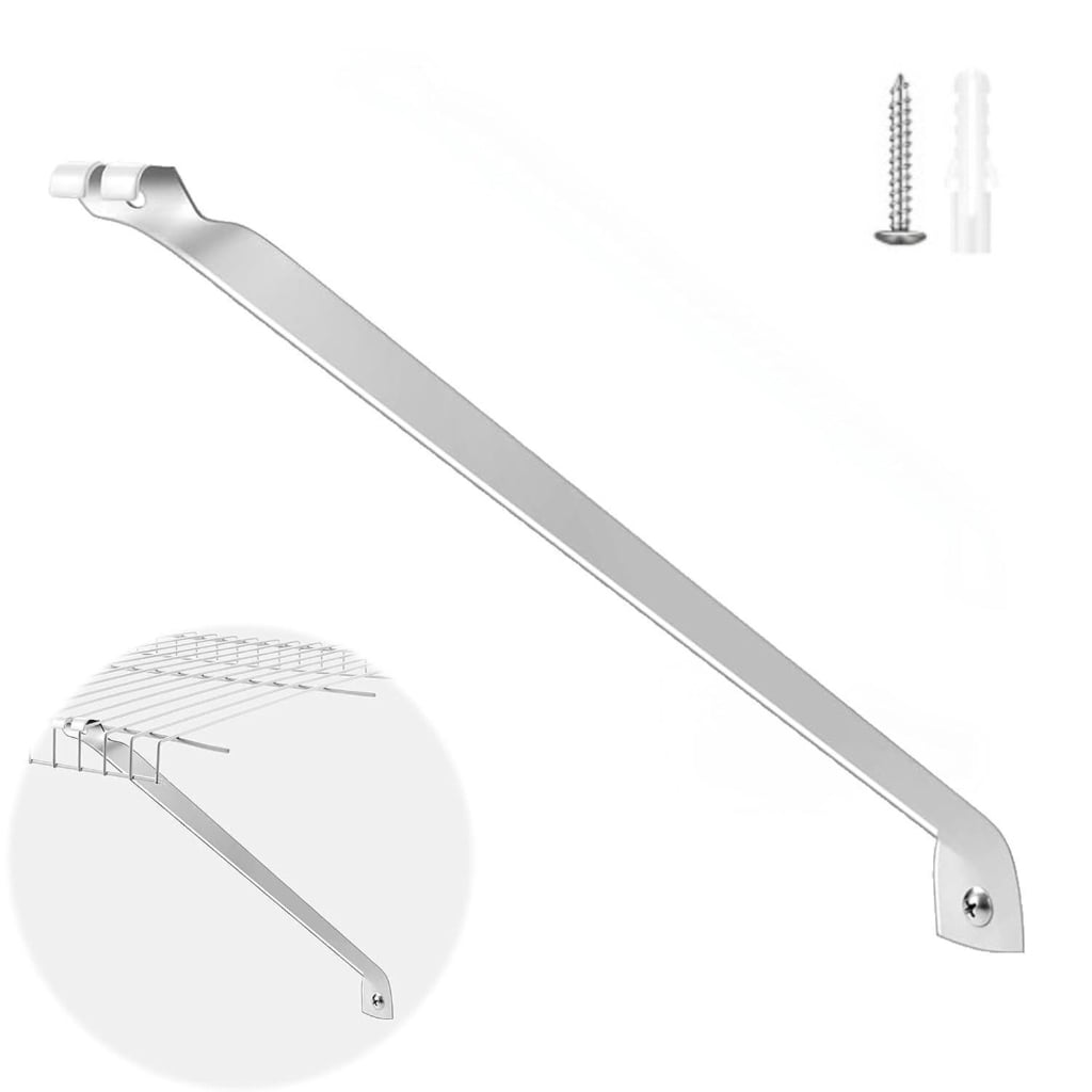 T-HOTLYST 6Pieces 17Inch Stainless Steel Wire Rack Brackets Accessory for Closet Shelving Installation Includes Anchors and Pin