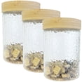 thumbnail image 1 of JS Gourmet - Set of 3 Embossed Glass Containers with Airtight Lid, 1300ml Capacity, 1 of 1