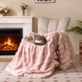thumbnail image 2 of Costway 80" x 60" Bubble Faux Rabbit Fur Throw Blanket with 2-Sided Design for Winter Pink, 2 of 10