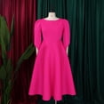 thumbnail image 4 of AURA Women’s Flared Mid Length Dress Round Neck Three Quarter Sleeve High Waist Zipper S XXXL, 4 of 7