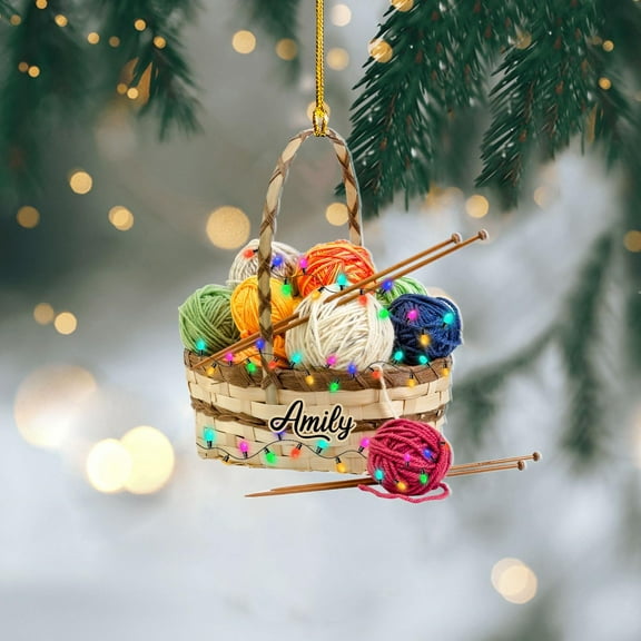 Personalized Knitting Ornaments 2025, Knitting Yarns Custom Knit Ornament Knitting Christmas Ornament, Crochet Ornaments for Christmas Tree, Christmas Gifts for Crocheters, Sewing Ornament (KT19) -