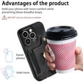 thumbnail image 6 of Phone Case for iPhone 15 Pro 6.1 inch Wallet Cover with Screen Protector and Wrist Strap Lanyard RFID Credit Card Holder Ring Stand iPhone15Pro 5G i i-Phone i15 iPhone15 15Pro Women Men Black, 6 of 14