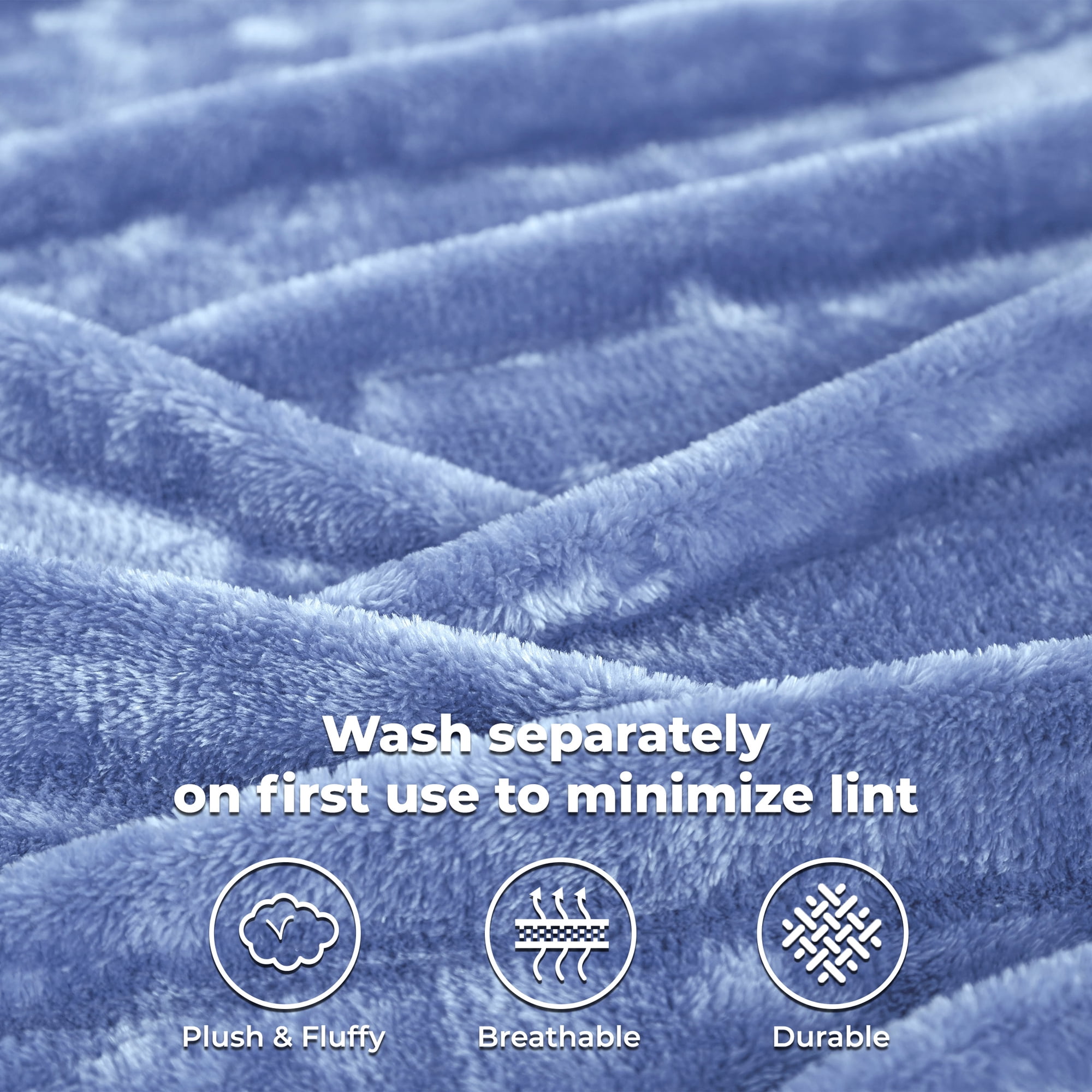 BNM Solid Fleece Soft Plush Blanket, Throw XL, Blue