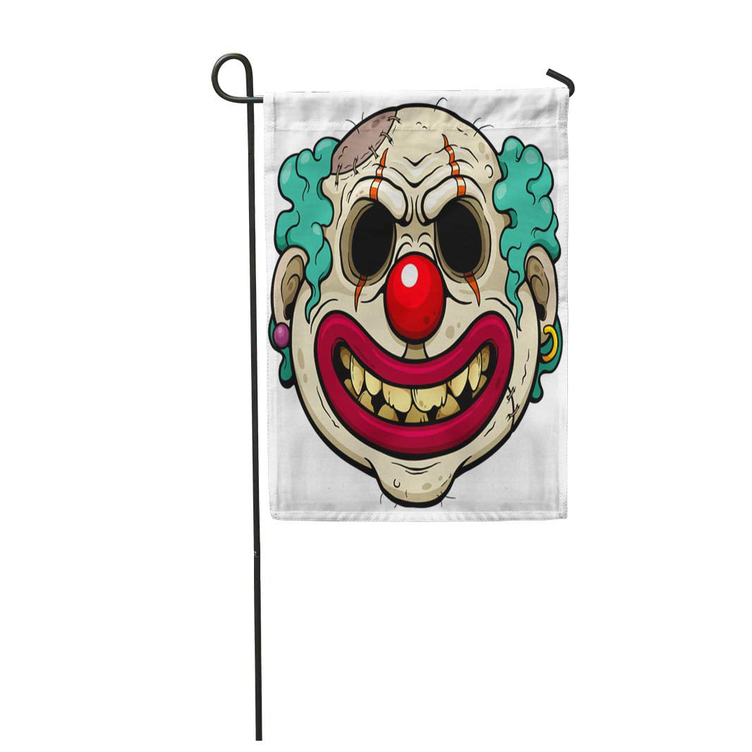 SIDONKU Horror Vector Illustration of Cartoon Clown Zombie Face Joker Scary  Garden Flag Decorative Flag House Banner 12x18 inch 