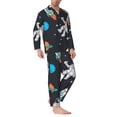 thumbnail image 2 of Lsque Space Pattern Long Sleeve Pajama Set for Men - Soft 2-Piece Sleepwear and Loungewear Set with Pockets, Comfy Nightwear-X-Large, 2 of 7