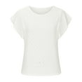 thumbnail image 4 of Timegard Eyelet Tops for Women Round Neck Cap Sleeve Solid Color Casual Tunic Tops Comfy Summer Beach, 4 of 6