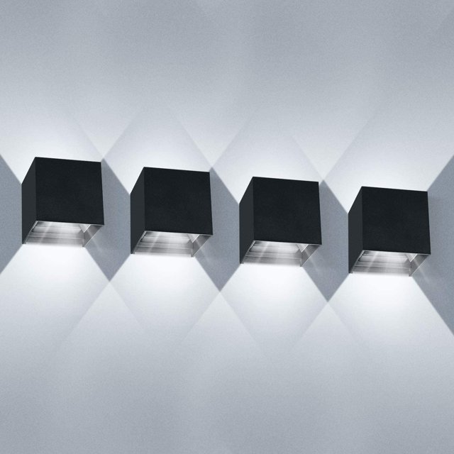 Aplique de pared LED de 12 W para interiores, impermeable, para exteriores, IP65, ángulo de haz ajustable, moderno, blanco frío, para sala de estar, dormitorio, luz cálida (negro) Kuyhfg Bienvenido a Kuyhfg
