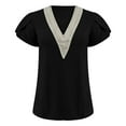 thumbnail image 4 of TYGHBN Women's Casual Summer V Neck Solid Color Hollow Gold Lace Stitching Short Sleeve Loose T Shirt Top Womens Long Tee Shirt Women Shirt Shirts for Women Womens T Shirts Casual Short Sleeve Shirts, 4 of 4