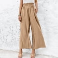 thumbnail image 2 of adviicd Casual Pants For Women Loose Fit With Pockets Cargo Pants Women Women's Elastic High Waist Light Weight Loose Casual Wide Leg Trousers Long Pants with Pocket Khaki M, 2 of 4