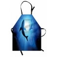 thumbnail image 1 of Shark Apron Underwater World with Fish Silhouettes Circling in the Sea Surreal Ocean Life Print, Unisex Kitchen Bib Apron with Adjustable Neck for Cooking Baking Gardening, Royal Blue, by Ambesonne, 1 of 3