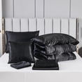 thumbnail image 6 of Move Over 8 Pieces Black Satin Bed in a Bag Full Size Solid Color Luxury Satin Comforter Set with Sheet Sheet, 6 of 7
