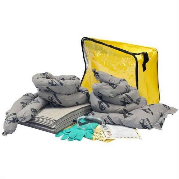 Brady Spill Kit, 15 gal Volume Absorbed per Kit, Bag, Clear/Yellow SKA-CFB