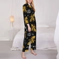 thumbnail image 4 of Bingfone Womens Pajama Sets Hohey Bee Golden Embroidery Print,Long Sleeve Loungewear Pajamas Set-Large, 4 of 9