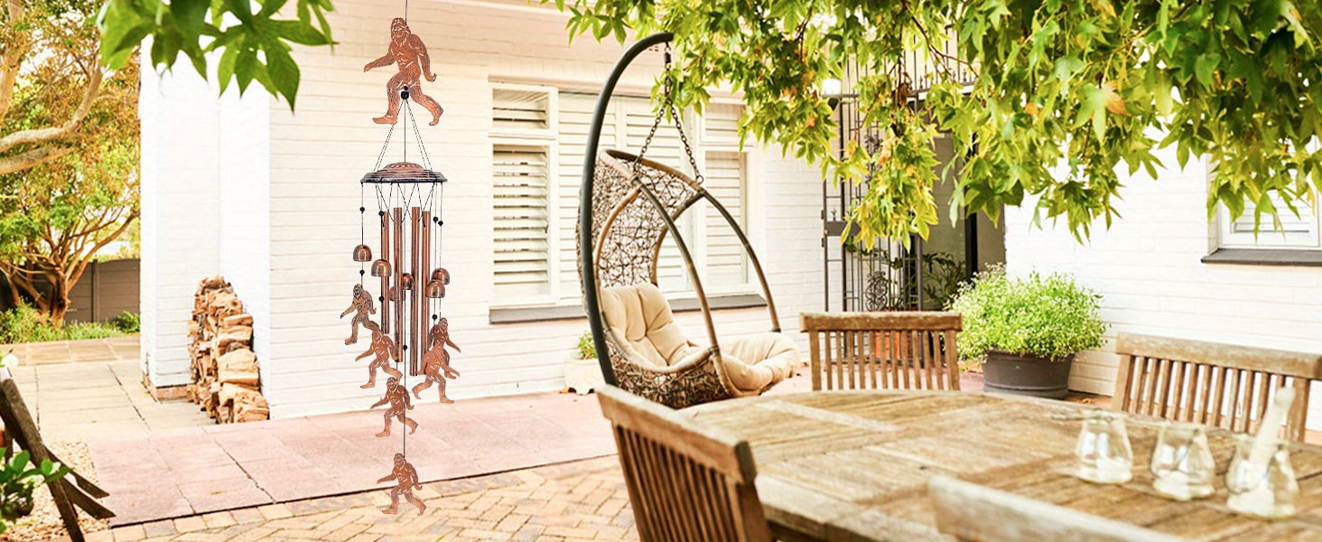Bigfoot Wind Chimes Outdoor Big Foot Sasquatch Gifts for Men/Women/Dad/Grandpa Birthday Gift Memorial Gift Metal WindChimes for Outside/Indoors, Home, Lawn, Porch, Patio, Garden Decor, Yard Decoratio