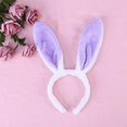 thumbnail image 2 of Plush Bunny Ears Hairbands Bunny Headband Bunny Ears Hairbands (White and Purple), 2 of 3