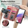 thumbnail image 5 of Allytechgroup Flip Wallet Cover Case for Samsung Galaxy S25 FE 6.7", RFID Blocking Retro PU Leather Shell with Cards Slots Zipper Pocket Ring Holder Kickstand Protective Case for Women Men, Pink, 5 of 7