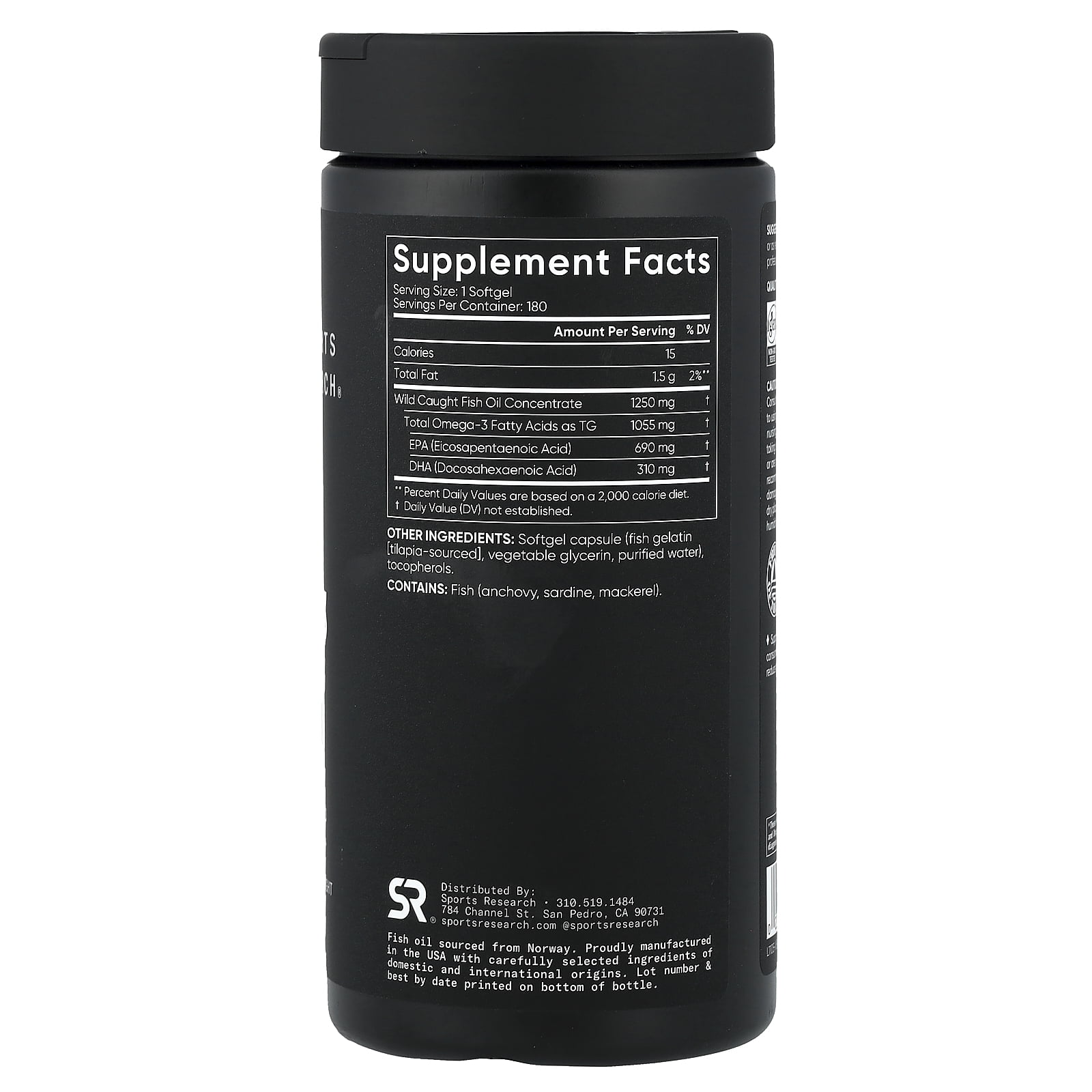 Sports Research Omega-3 Fish Oil, 180 Softgels