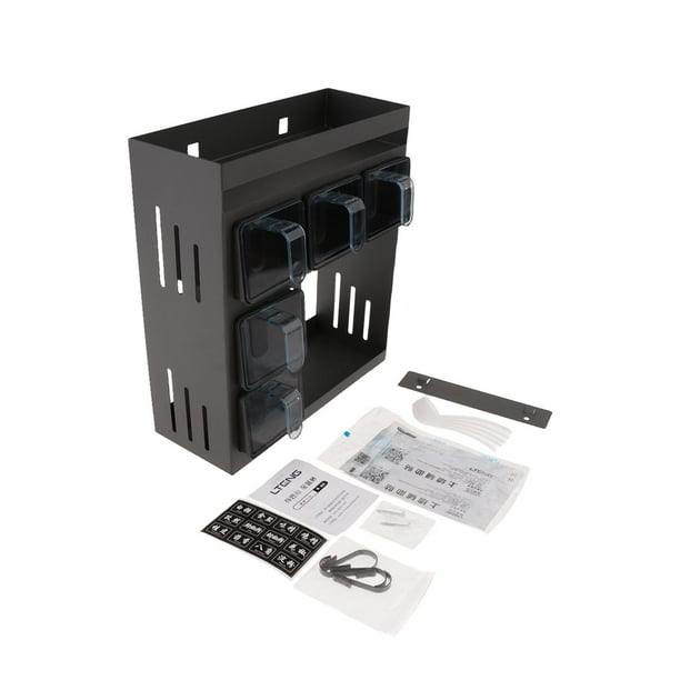 Organizador de cocina con estante para condimentos, montaje en pared, multifuncional, ahorra espacio con 5 cucharas