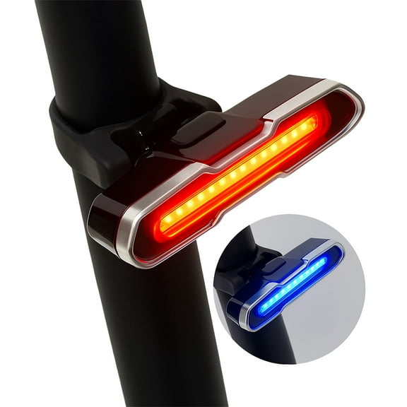 Rechargeable LED Bike Tail Light, Bright Bicycle Rear Cycling Safety Flashlight, 5 Light Modes Options Cycling Safety Reflector Accessories for Night Riding( White Red Blue)