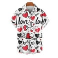 thumbnail image 2 of guisaled Valentines Day Shirt for Men, Short Sleeve Button Down Shirts Vacation Party Shirt heart Printed Hawaiian Beach Casual Shirts Valentine'S Day Gifts, 2 of 4