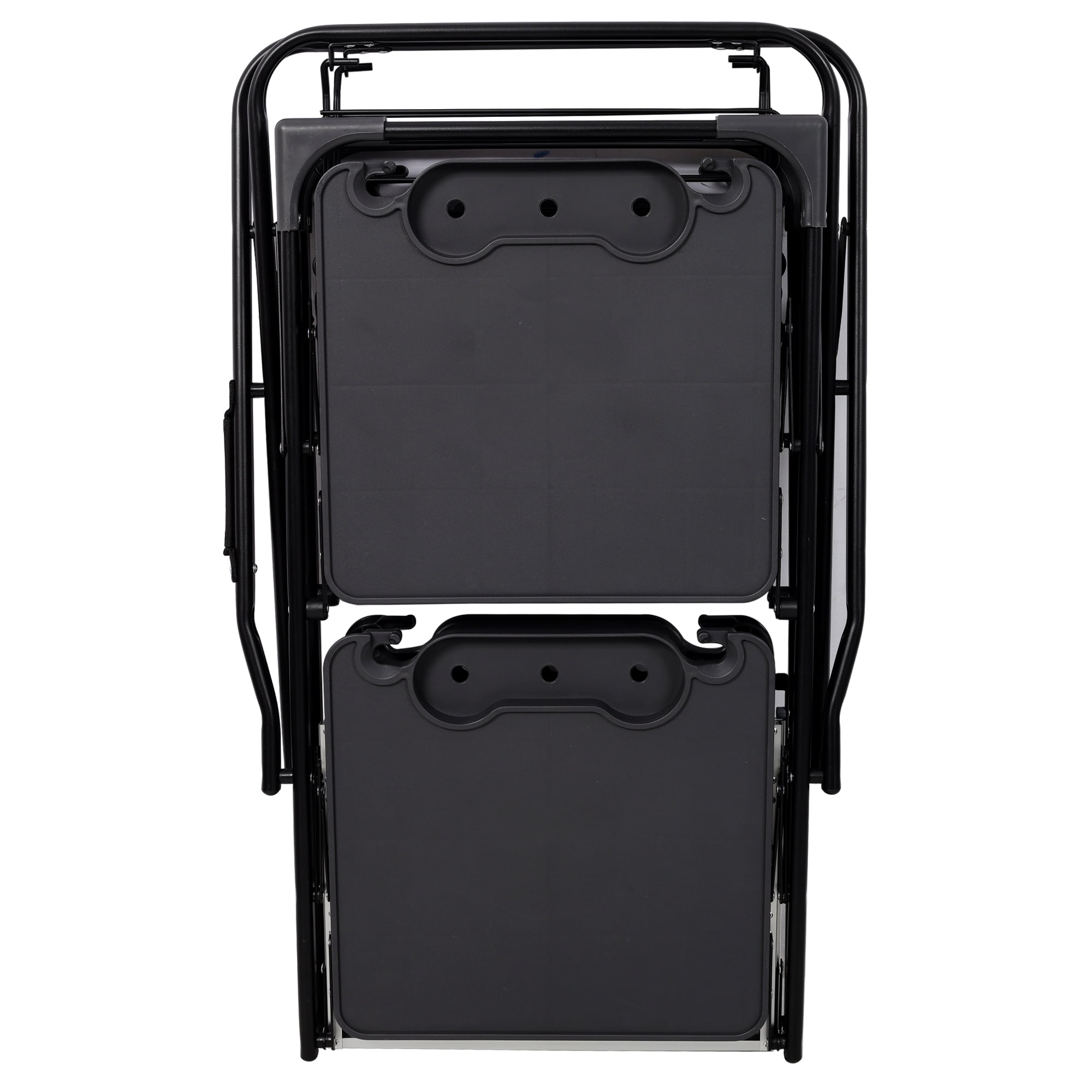 Leumius Portable Camping Kitchen Table with Heat Resistant Top,Folding Outdoor Cooking Station with 4 Side Tables,Storage Rack for Picnics,Camping,Trips,Black