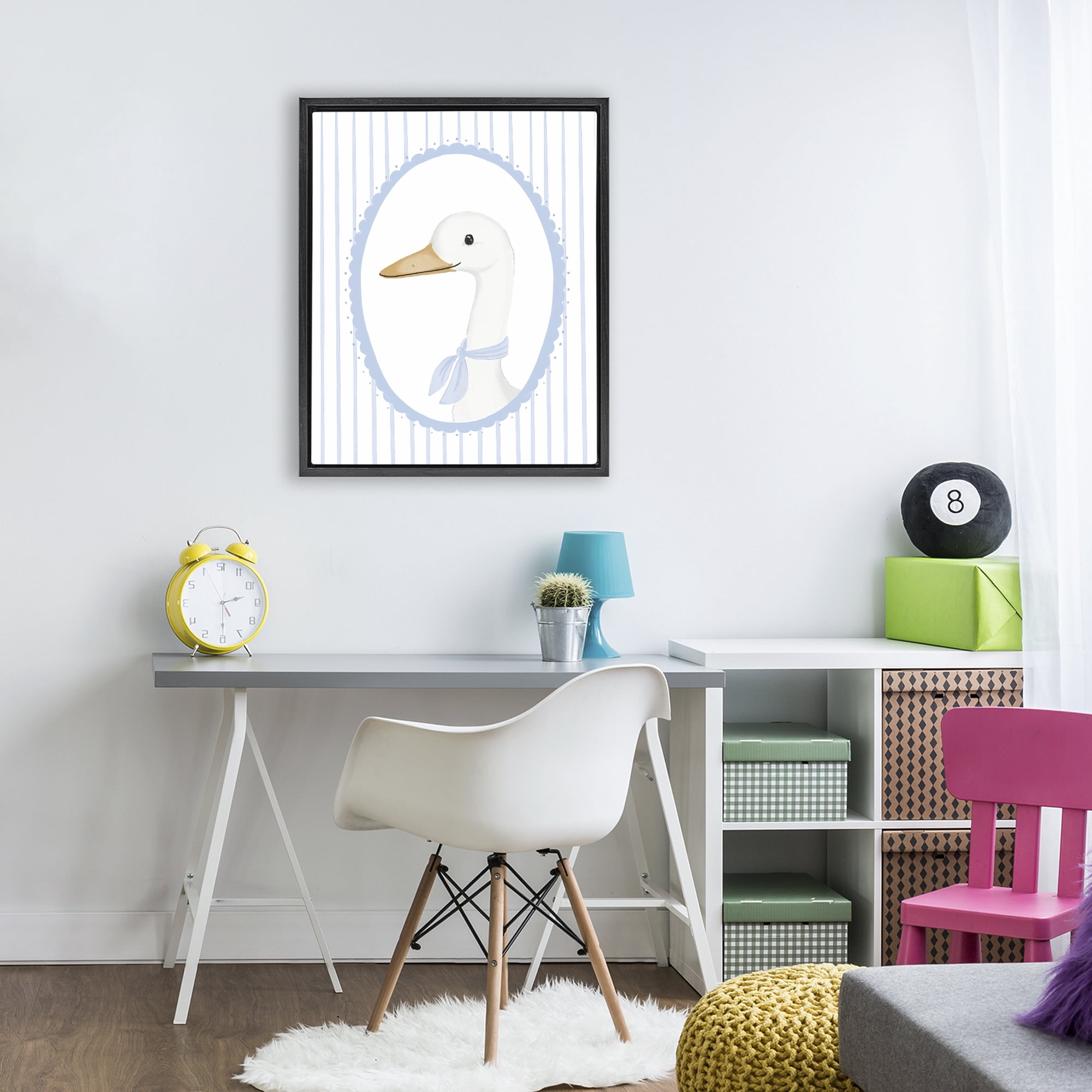 Stupell Industries Dainty Bordered Duck Black Framed Floater Canvas Wall Art, design by Cherrywood Lane