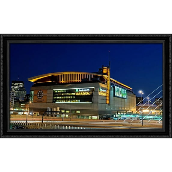 TD Garden 40x24 Large Black Ornate Wood Framed Canvas Art - Home of the Boston Celtics