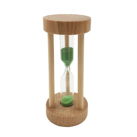 

OUNONA 3 Min Wooden Sandglass Hourglass Green Sand Timer Clock Table Desktop Decoration