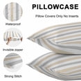 thumbnail image 5 of Beige Grey Stripe Throw Pillow Covers 16x16 Inch Set of 2, Modern Farmhouse Vertical Striped Waterproof Outdoor Pillow Covers, Decorative Cushion Pillowcases for Couch, Sofa, Bed, Garden, Patio, 5 of 9