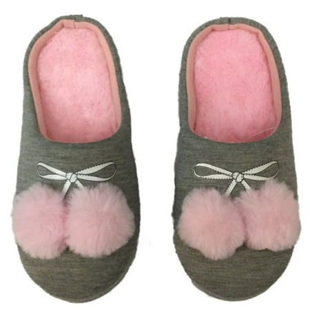 slippers pom shoes ballet bow gray pink walmart