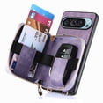 thumbnail image 3 of Wallet Case Compatible with Google Pixel 9 Pro XL, Classic PU Leather Zipper Pocket Car Key / Cash / Coin / Card Slots Shoulder Strap Kickstand Back Case for Google Pixel 9 Pro XL, Purple, 3 of 11